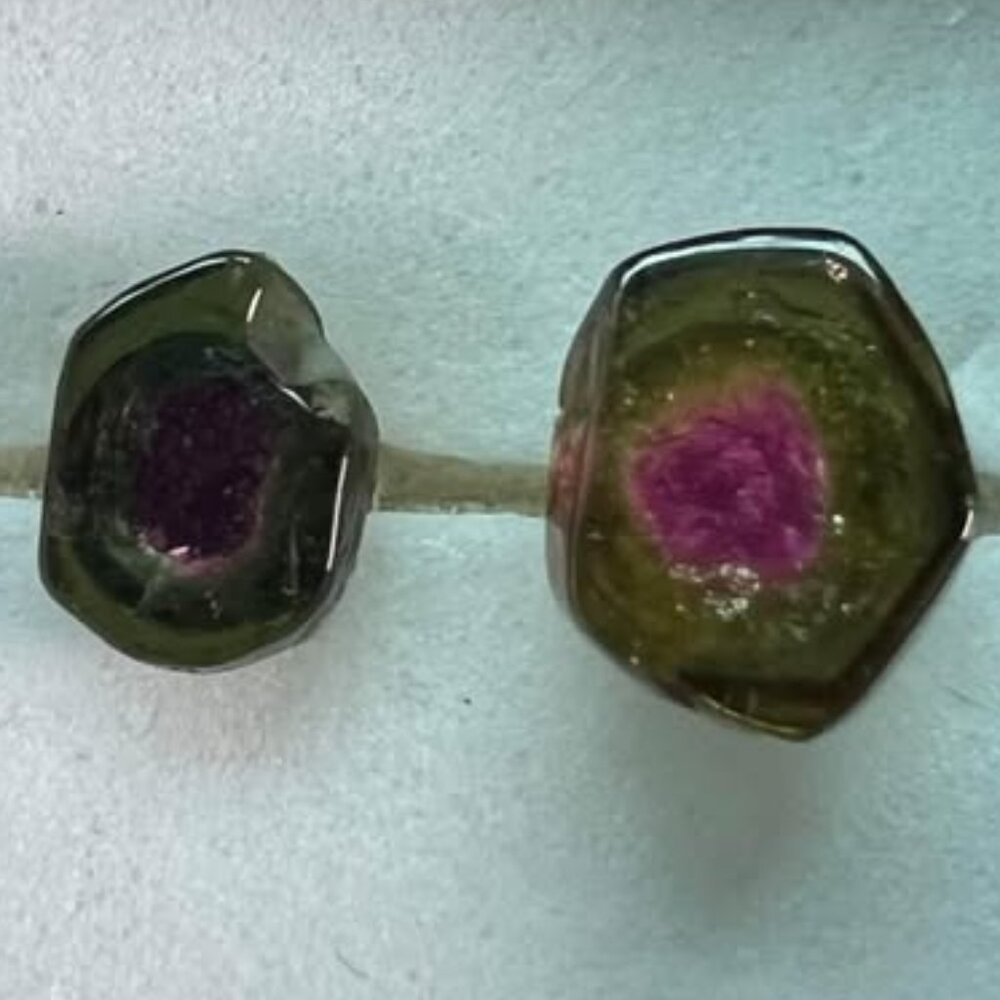 Watermelon tourmaline silver earrings